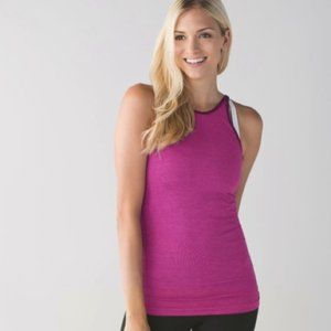 LULULEMON IN THE FLOW SCOOP BACK TANK IN HEATHERED REGAL PLUM ~ SIZE 6